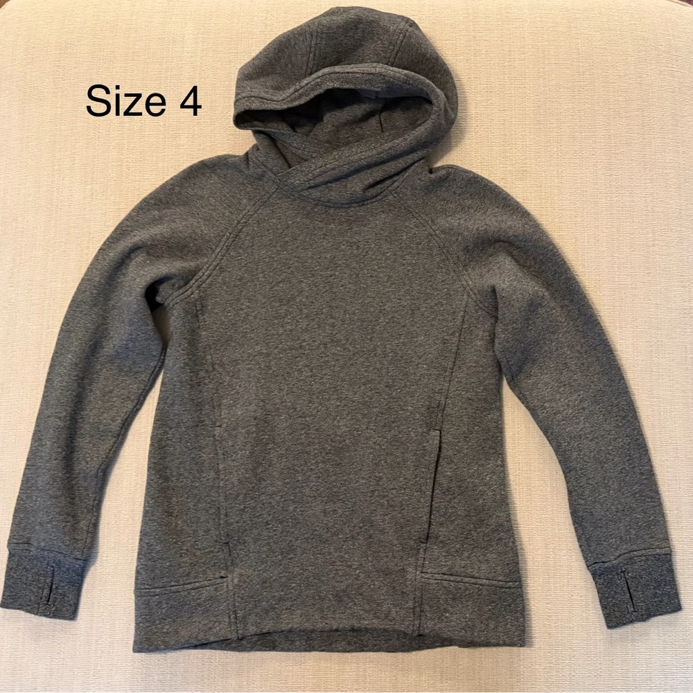 Lululemon sweatshirt fleece please hoodie jacket size 4 heathered grey black